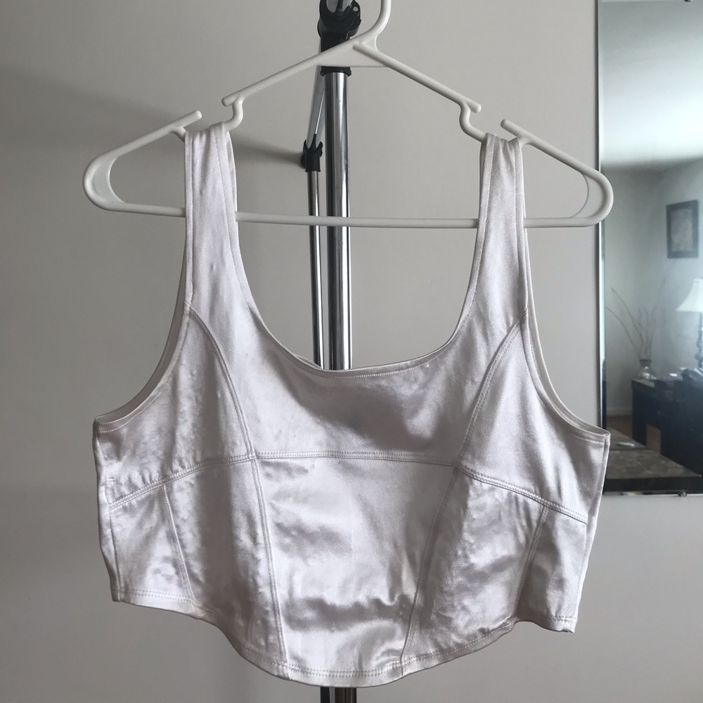 H&M White Satin Crop Top
